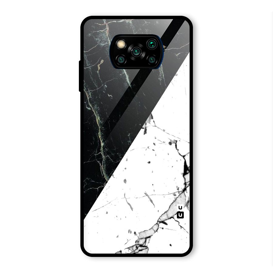 Stylish Diagonal Marble Glass Back Case for Poco X3 Pro