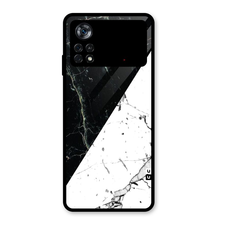 Stylish Diagonal Marble Glass Back Case for Poco X4 Pro 5G