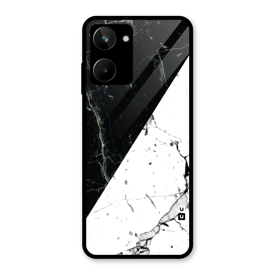 Stylish Diagonal Marble Glass Back Case for Realme 10