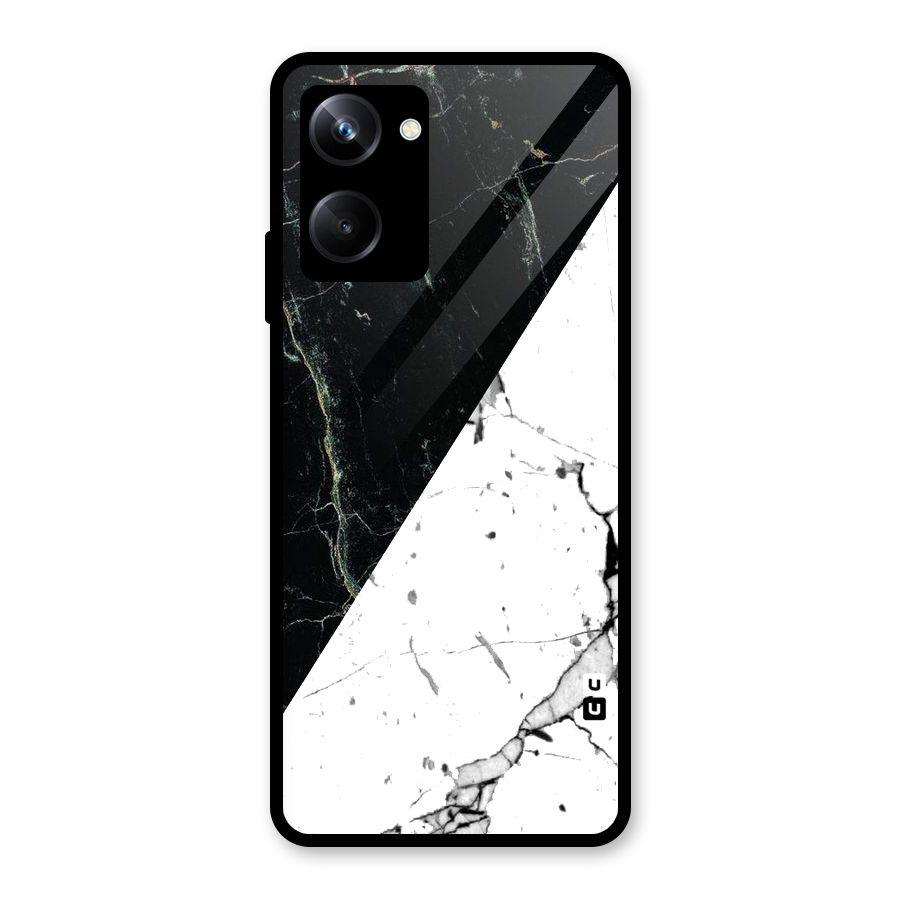 Stylish Diagonal Marble Glass Back Case for Realme 10 Pro