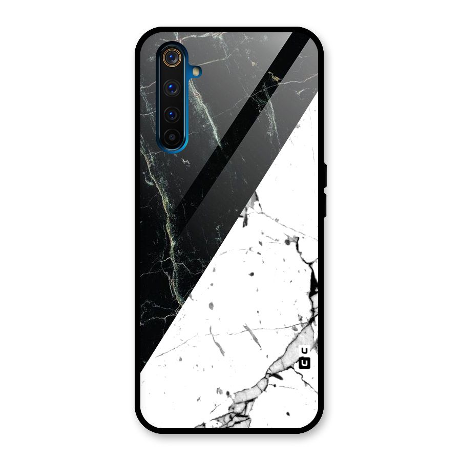Stylish Diagonal Marble Glass Back Case for Realme 6 Pro