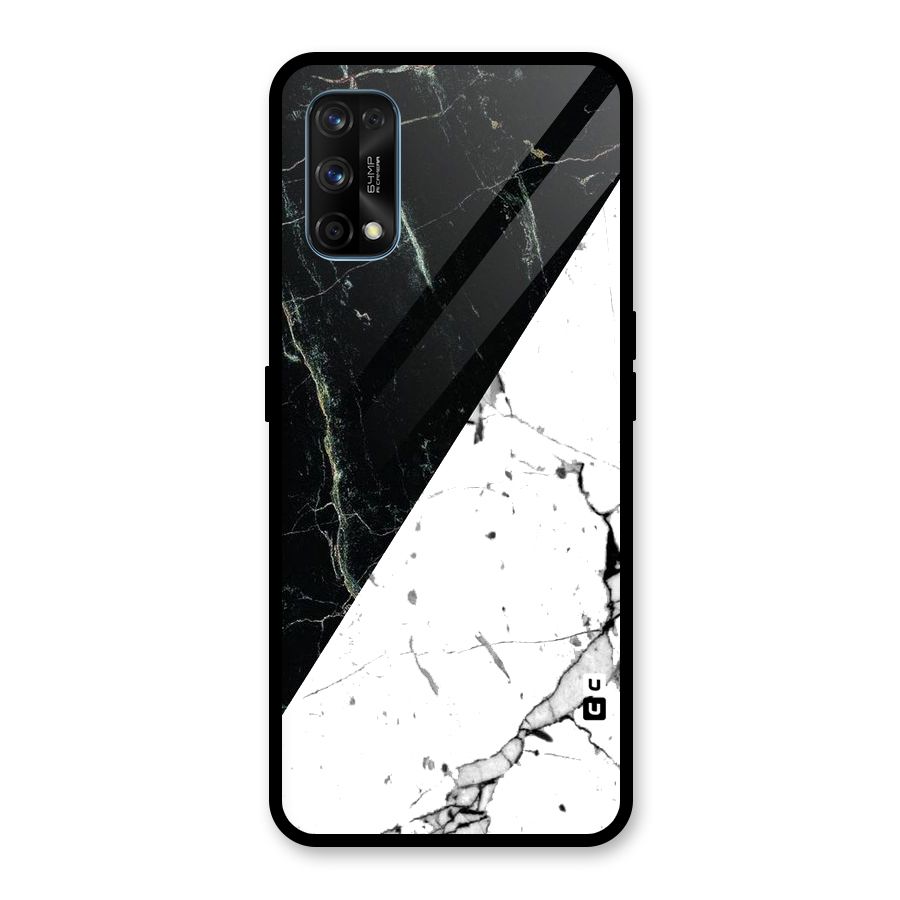 Stylish Diagonal Marble Glass Back Case for Realme 7 Pro
