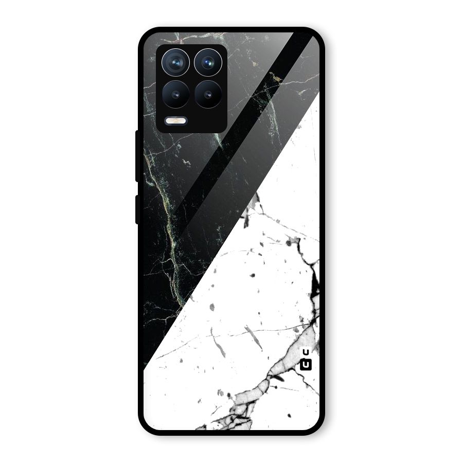 Stylish Diagonal Marble Glass Back Case for Realme 8 Pro