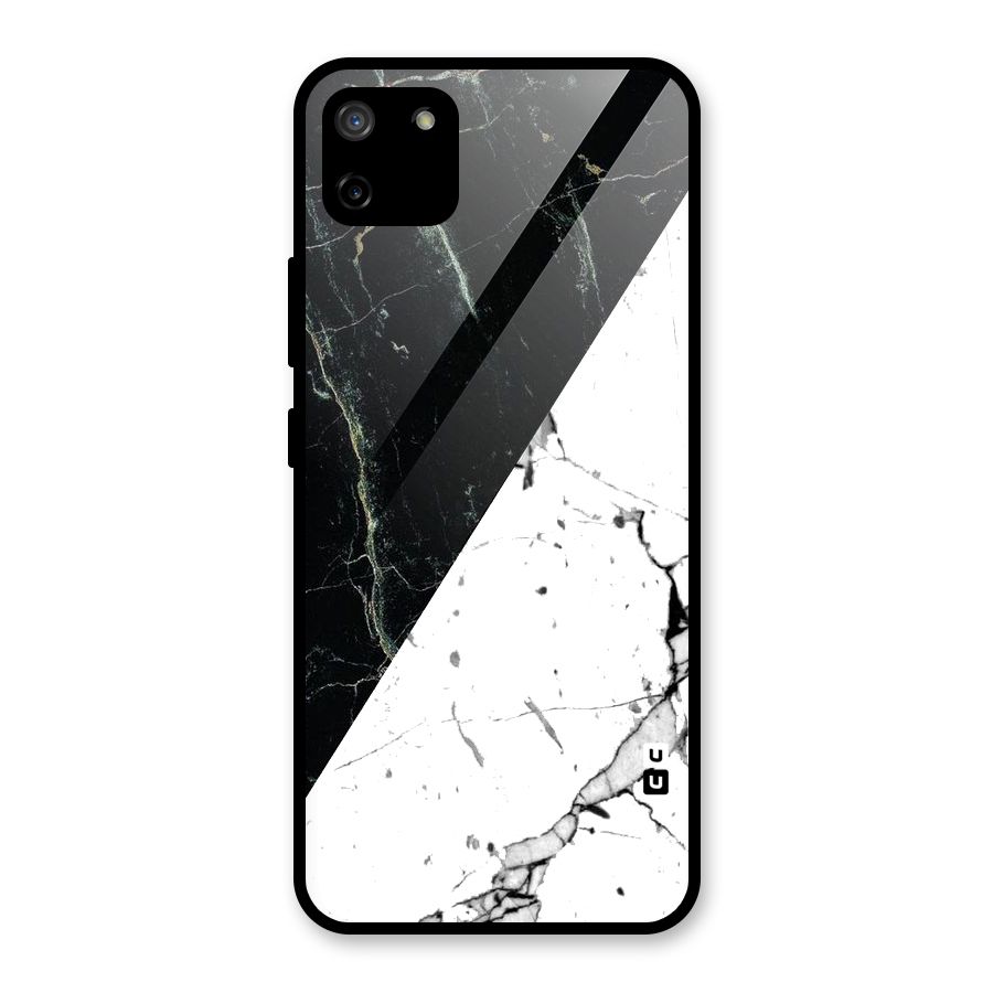 Stylish Diagonal Marble Glass Back Case for Realme C11