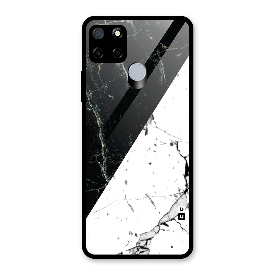 Stylish Diagonal Marble Glass Back Case for Realme C12