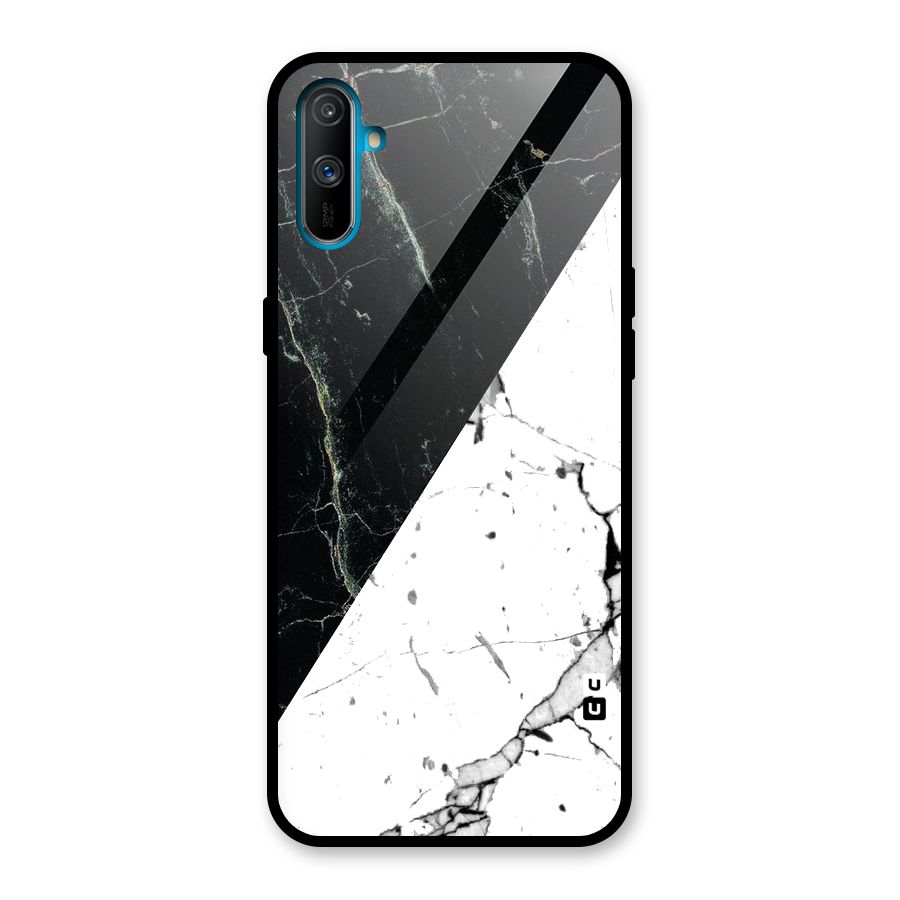 Stylish Diagonal Marble Glass Back Case for Realme C3