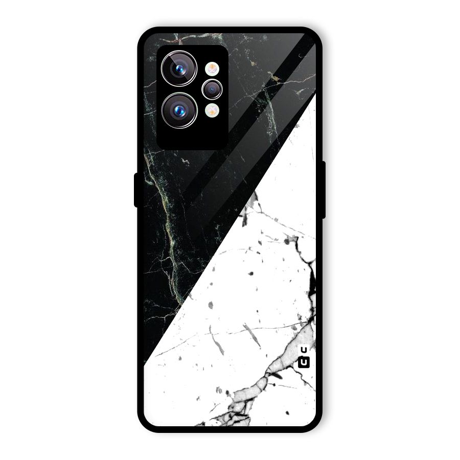 Stylish Diagonal Marble Glass Back Case for Realme GT2 Pro