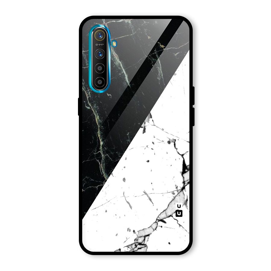 Stylish Diagonal Marble Glass Back Case for Realme X2