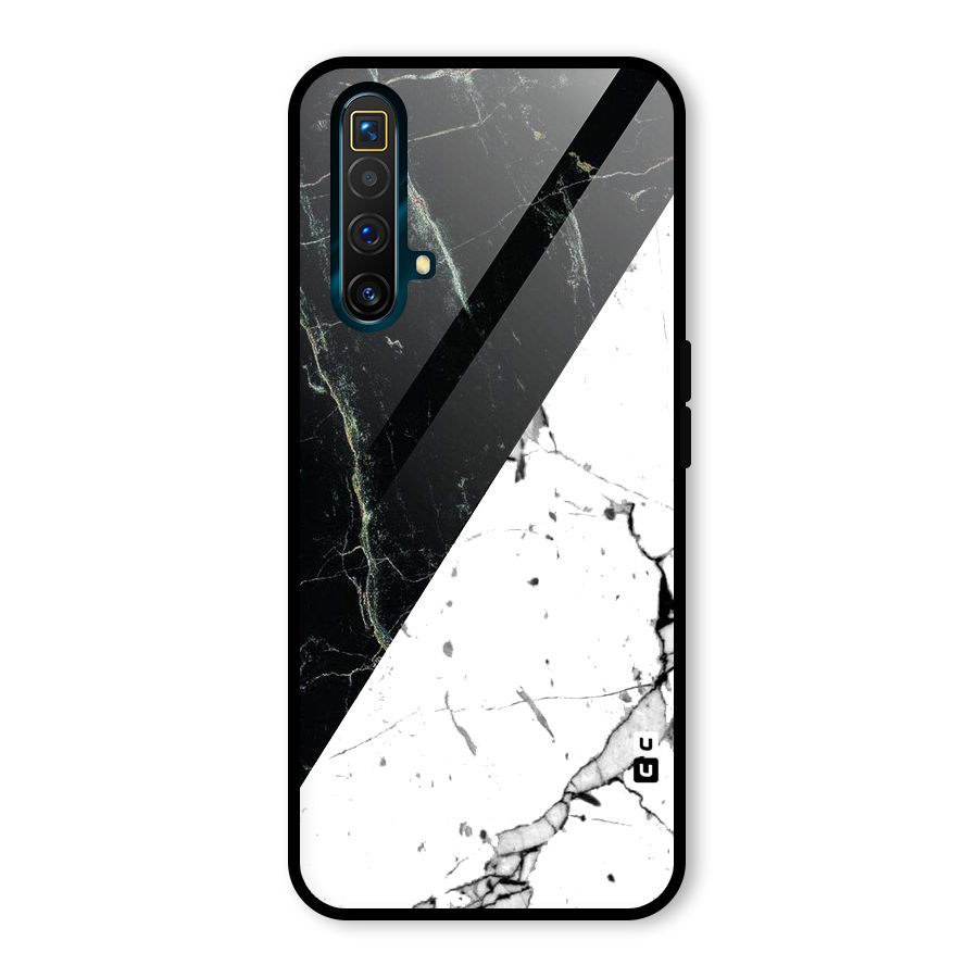 Stylish Diagonal Marble Glass Back Case for Realme X3 SuperZoom
