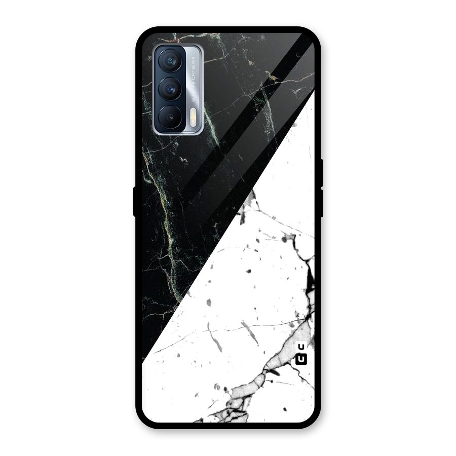 Stylish Diagonal Marble Glass Back Case for Realme X7
