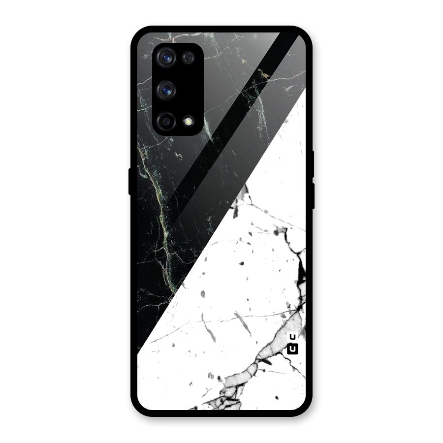 Stylish Diagonal Marble Glass Back Case for Realme X7 Pro
