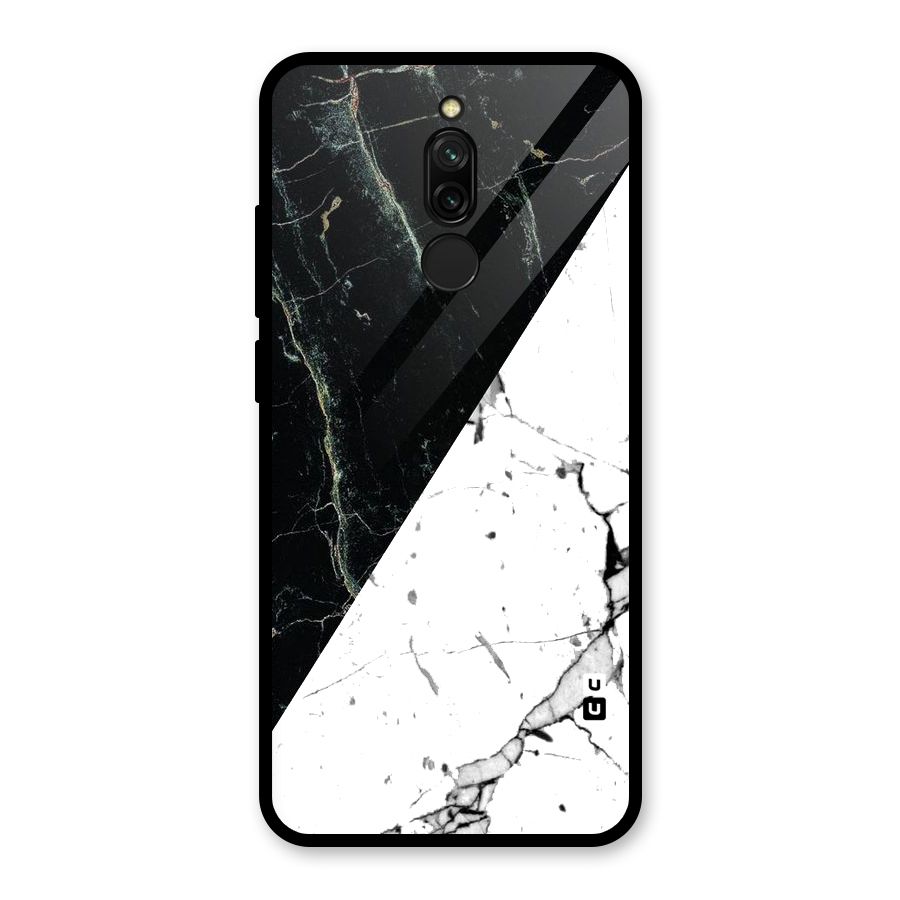 Stylish Diagonal Marble Glass Back Case for Redmi 8