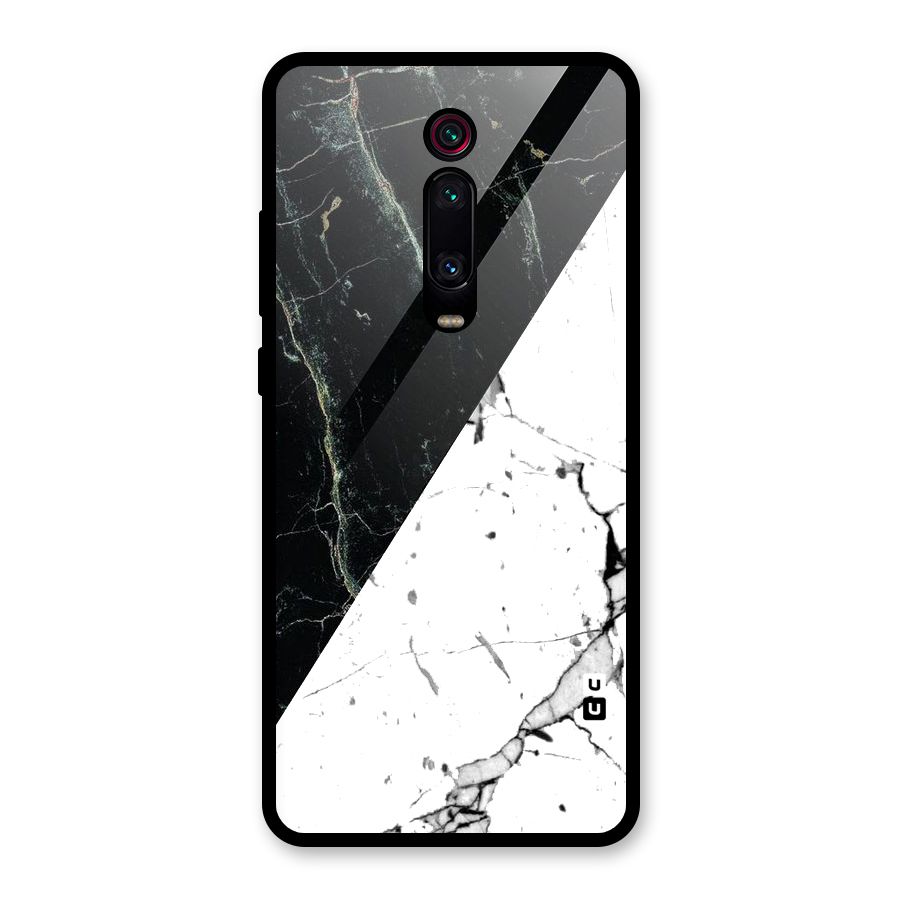 Stylish Diagonal Marble Glass Back Case for Redmi K20 Pro