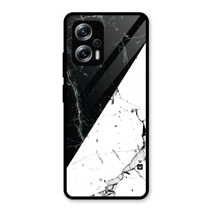 Stylish Diagonal Marble Glass Back Case for Redmi K50i