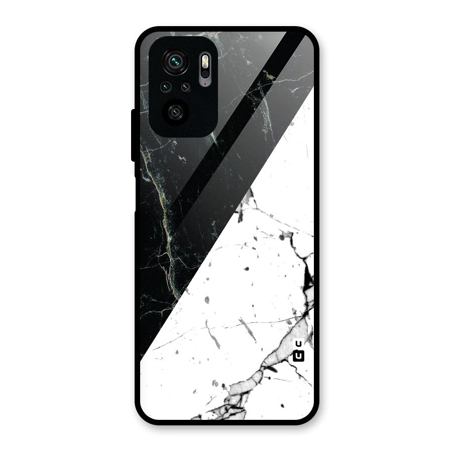 Stylish Diagonal Marble Glass Back Case for Redmi Note 10S