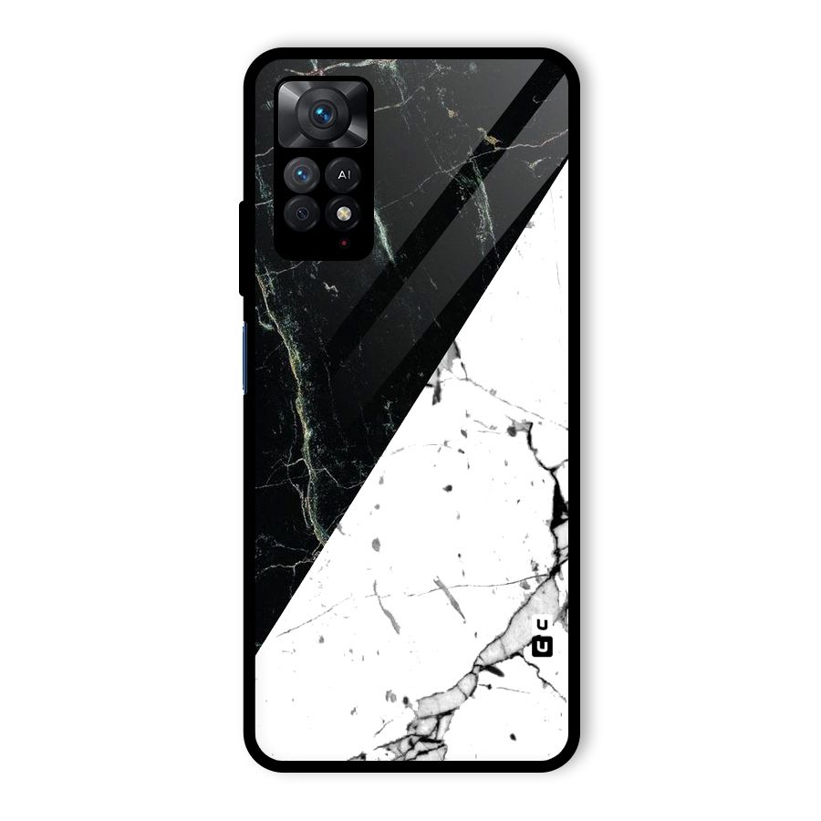 Stylish Diagonal Marble Glass Back Case for Redmi Note 11 Pro