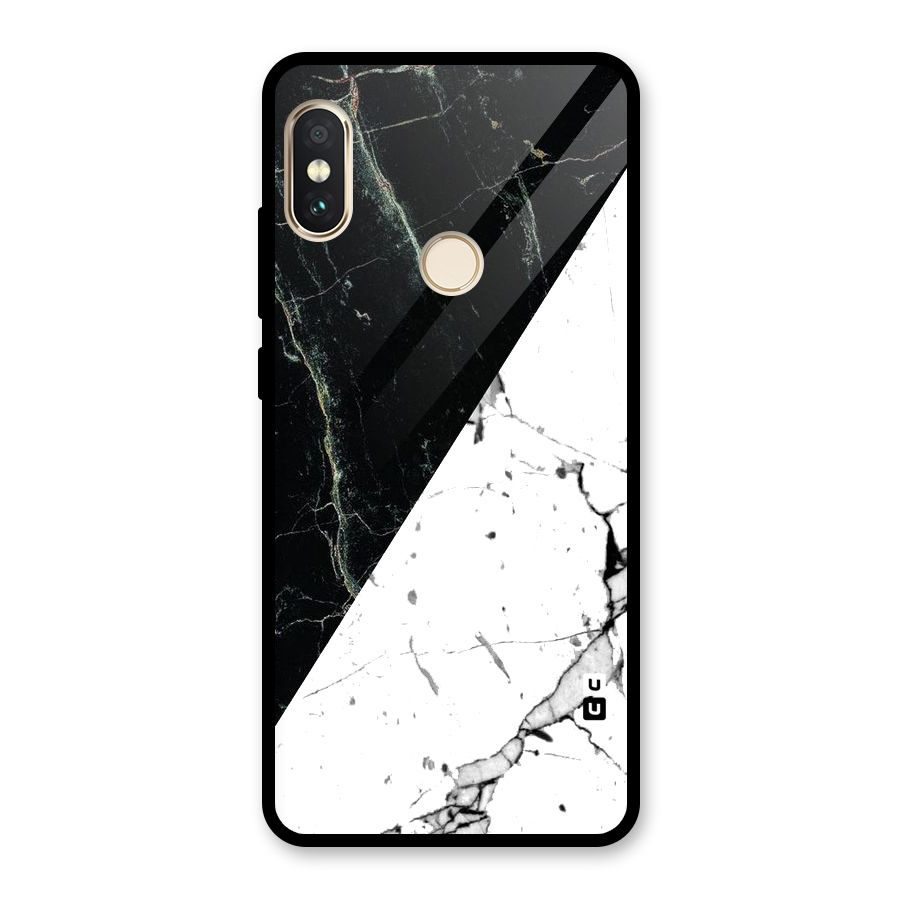 Stylish Diagonal Marble Glass Back Case for Redmi Note 5 Pro