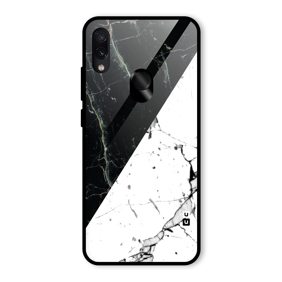Stylish Diagonal Marble Glass Back Case for Redmi Note 7 Pro