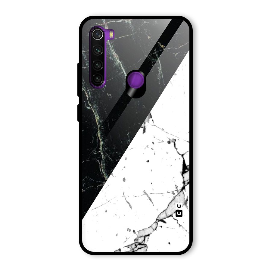 Stylish Diagonal Marble Glass Back Case for Redmi Note 8