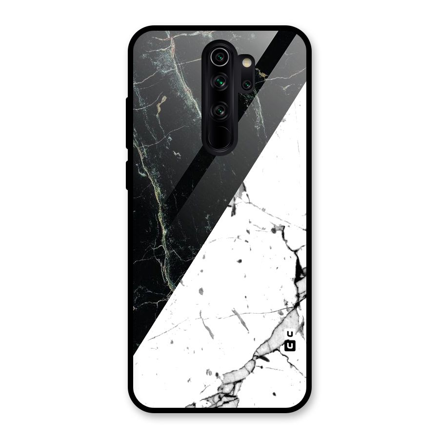 Stylish Diagonal Marble Glass Back Case for Redmi Note 8 Pro