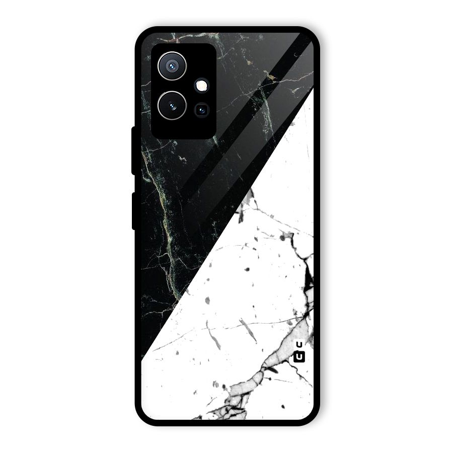 Stylish Diagonal Marble Glass Back Case for Vivo T1 5G