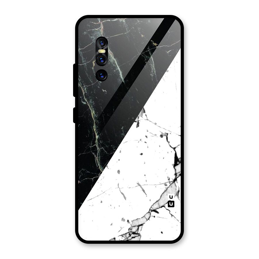 Stylish Diagonal Marble Glass Back Case for Vivo V15 Pro
