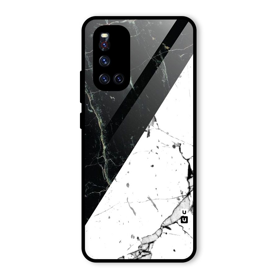 Stylish Diagonal Marble Glass Back Case for Vivo V19
