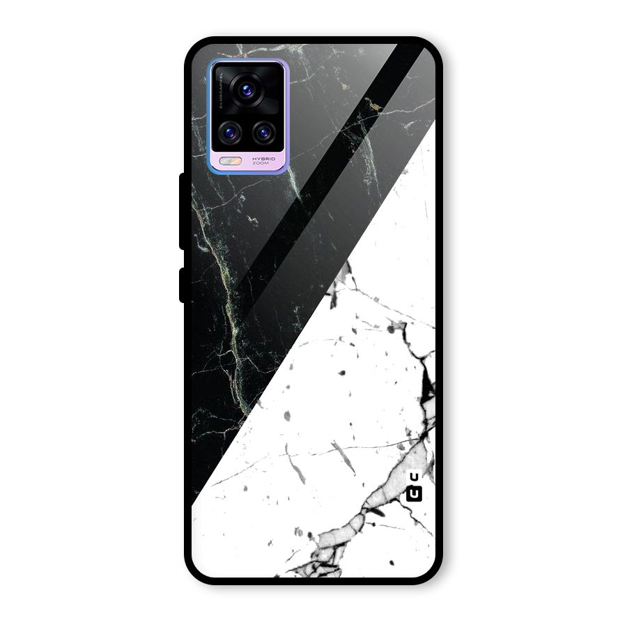 Stylish Diagonal Marble Glass Back Case for Vivo V20 Pro