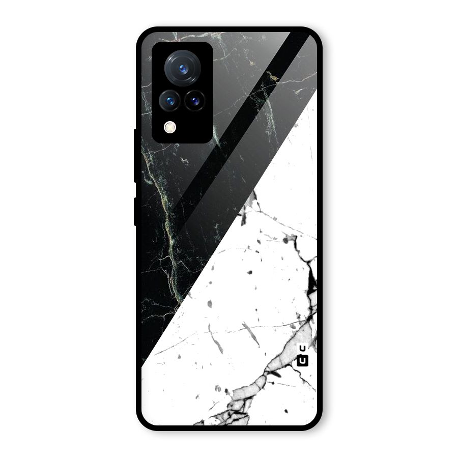 Stylish Diagonal Marble Glass Back Case for Vivo V21 5G