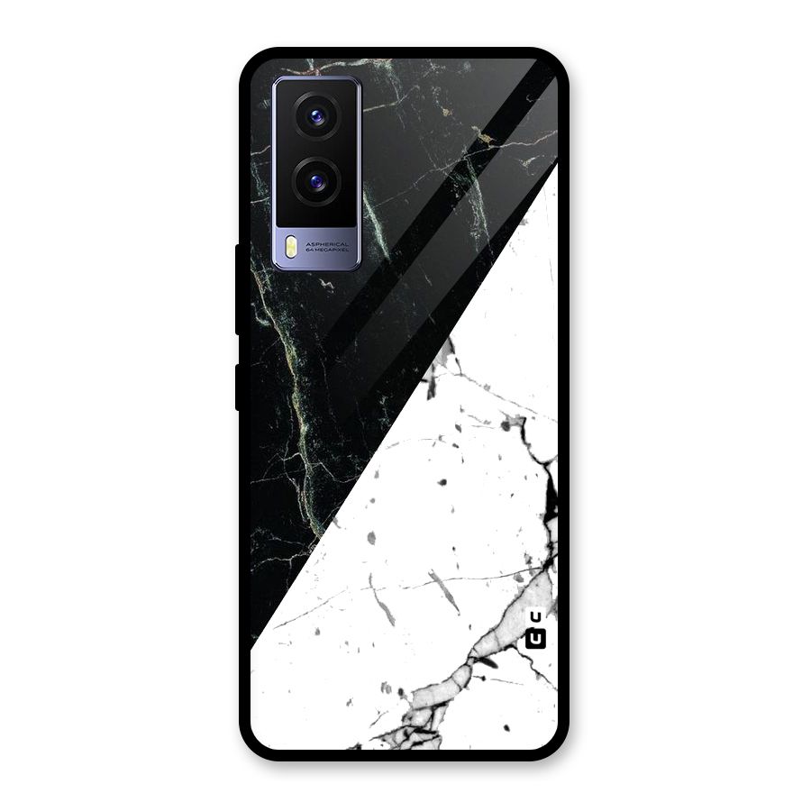 Stylish Diagonal Marble Glass Back Case for Vivo V21e 5G