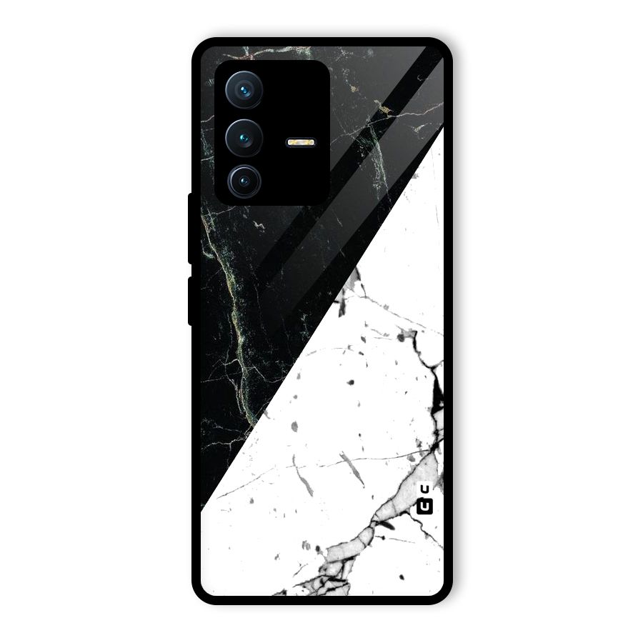 Stylish Diagonal Marble Glass Back Case for Vivo V23 Pro
