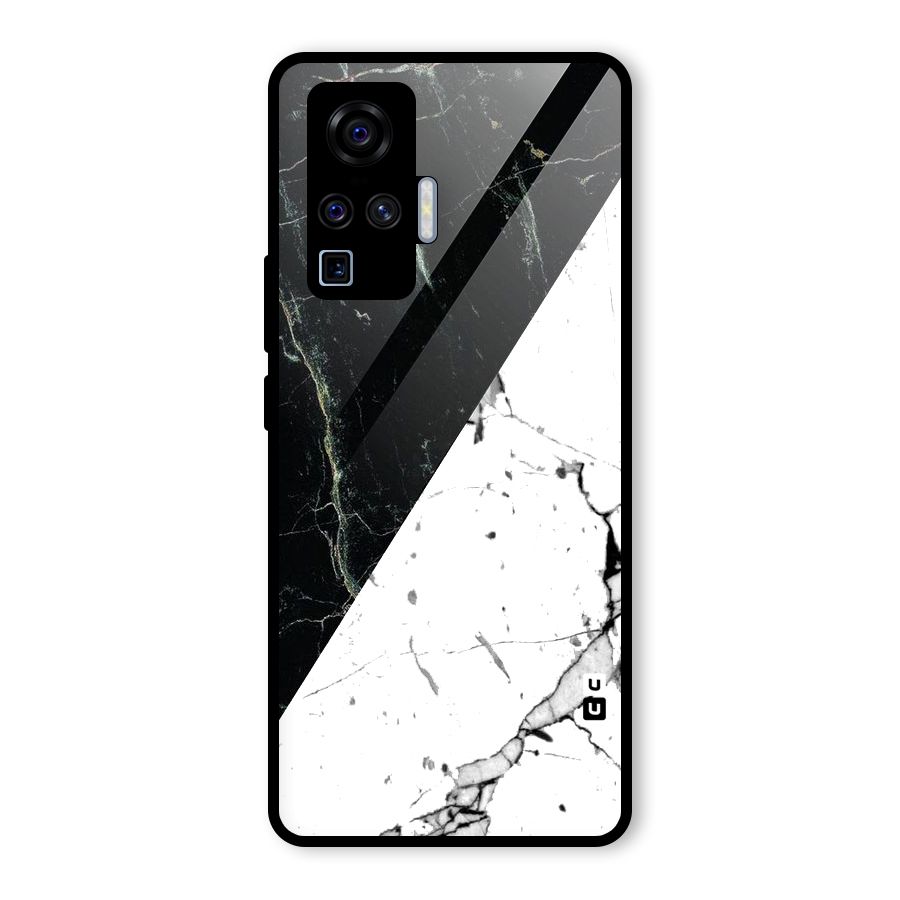 Stylish Diagonal Marble Glass Back Case for Vivo X50 Pro