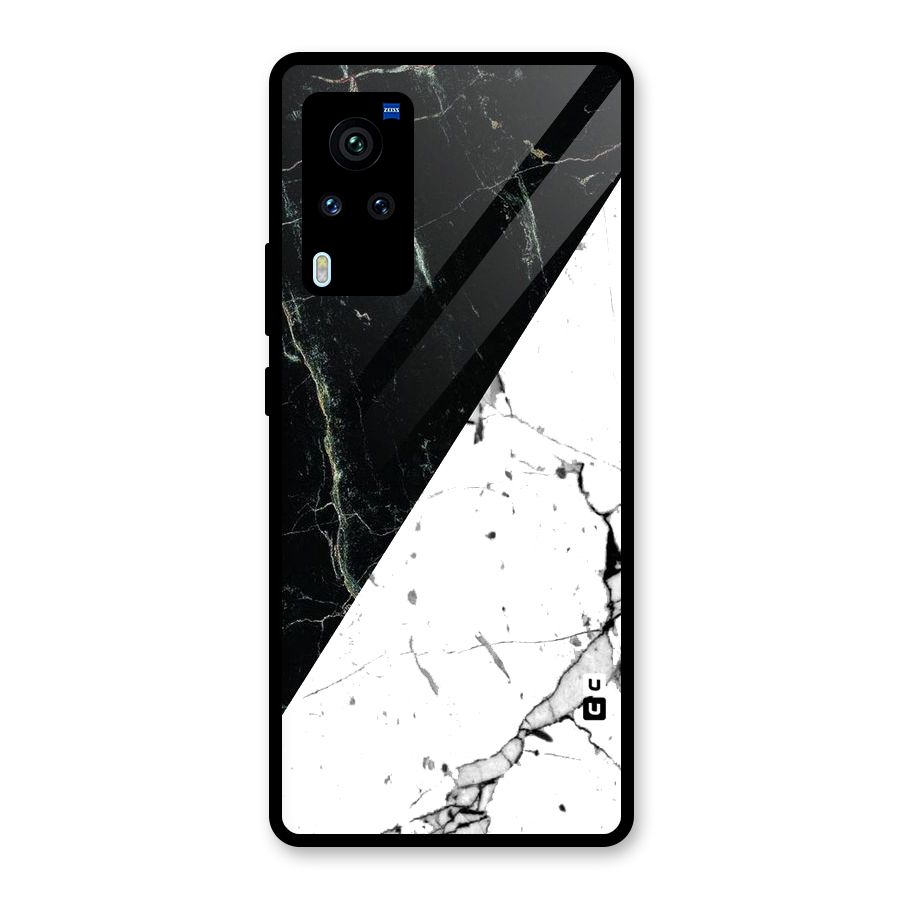 Stylish Diagonal Marble Glass Back Case for Vivo X60 Pro