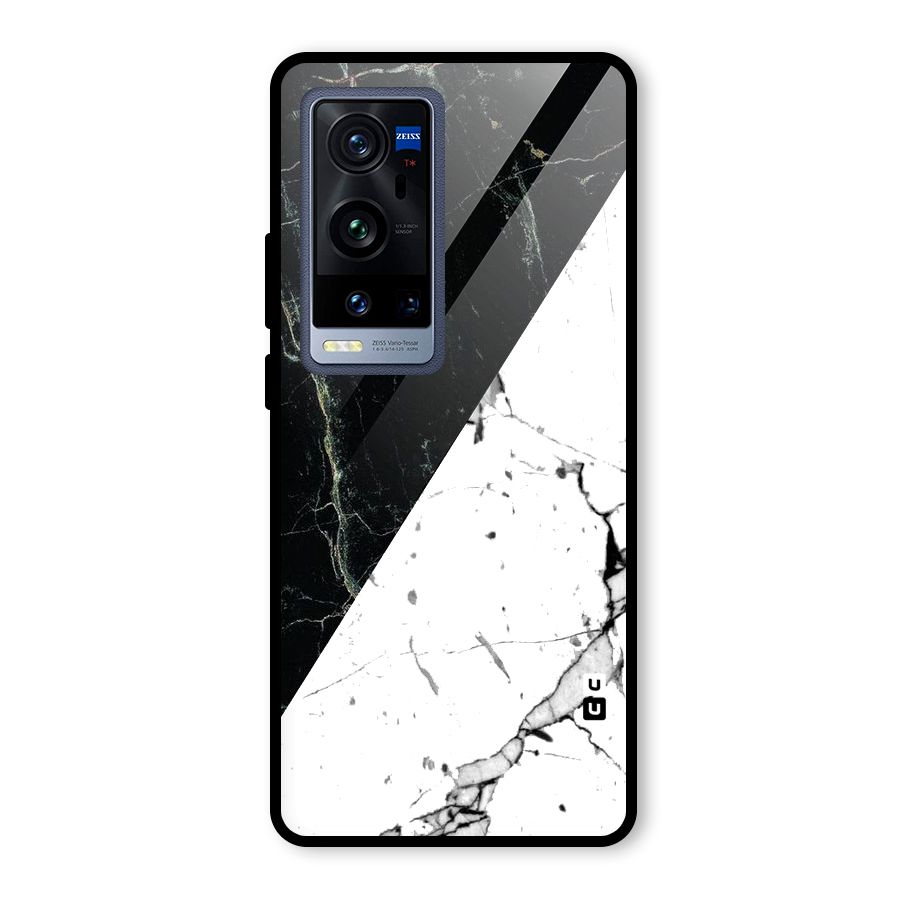 Stylish Diagonal Marble Glass Back Case for Vivo X60 Pro Plus
