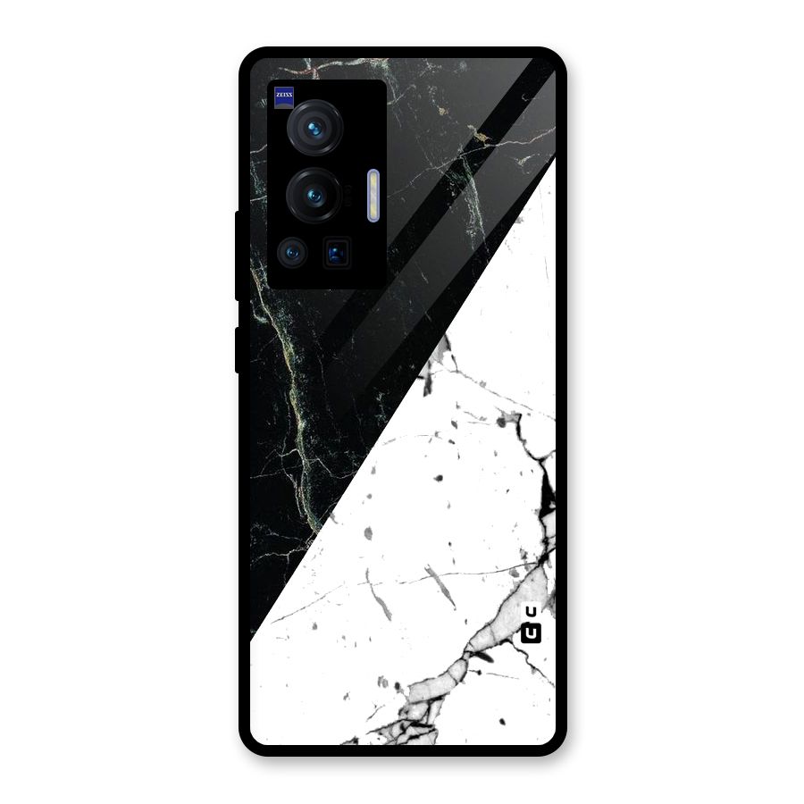 Stylish Diagonal Marble Glass Back Case for Vivo X70 Pro