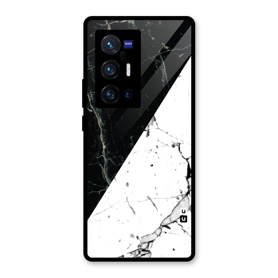 Stylish Diagonal Marble Glass Back Case for Vivo X70 Pro Plus