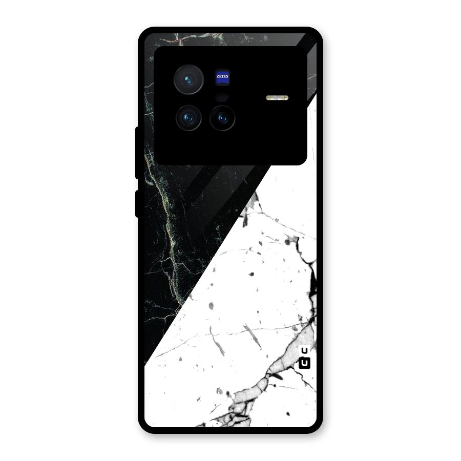 Stylish Diagonal Marble Glass Back Case for Vivo X80