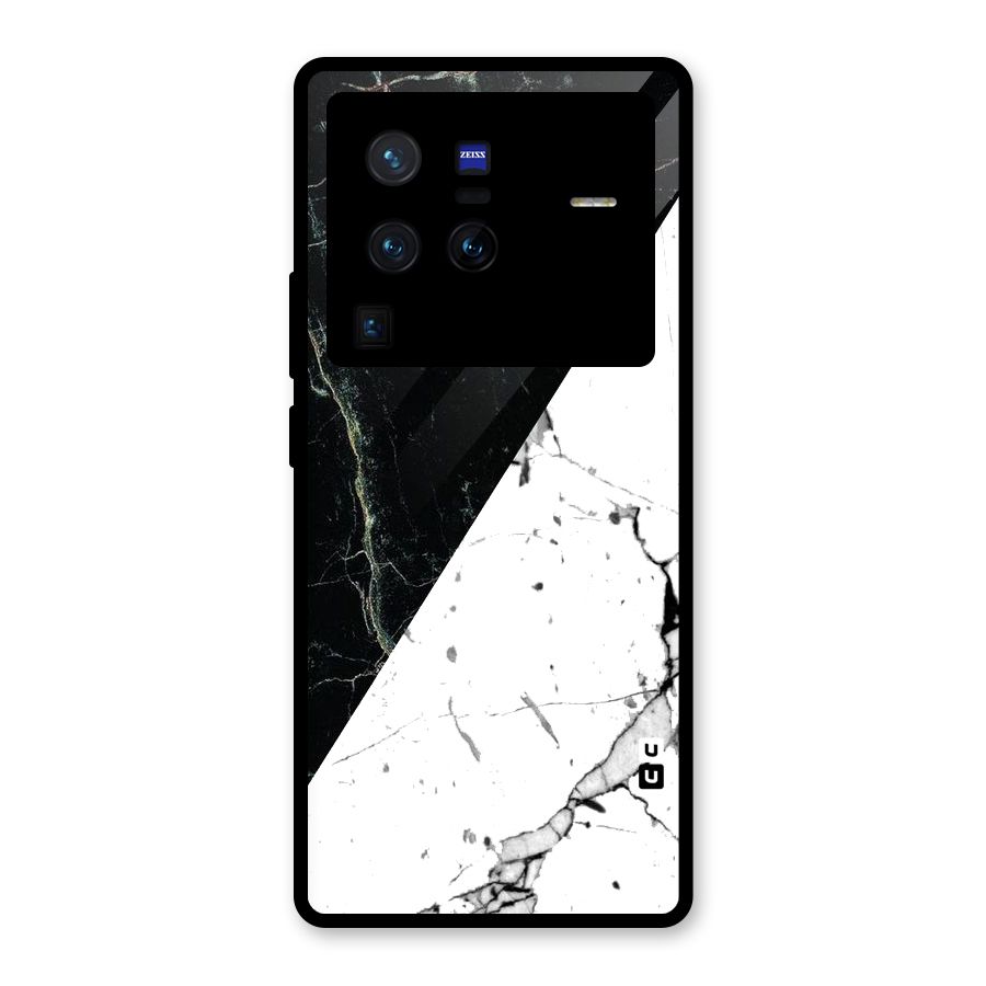 Stylish Diagonal Marble Glass Back Case for Vivo X80 Pro
