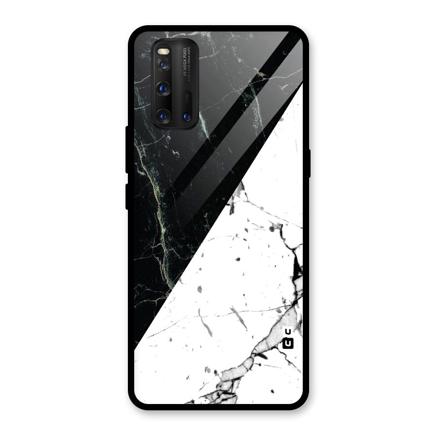 Stylish Diagonal Marble Glass Back Case for Vivo iQOO 3