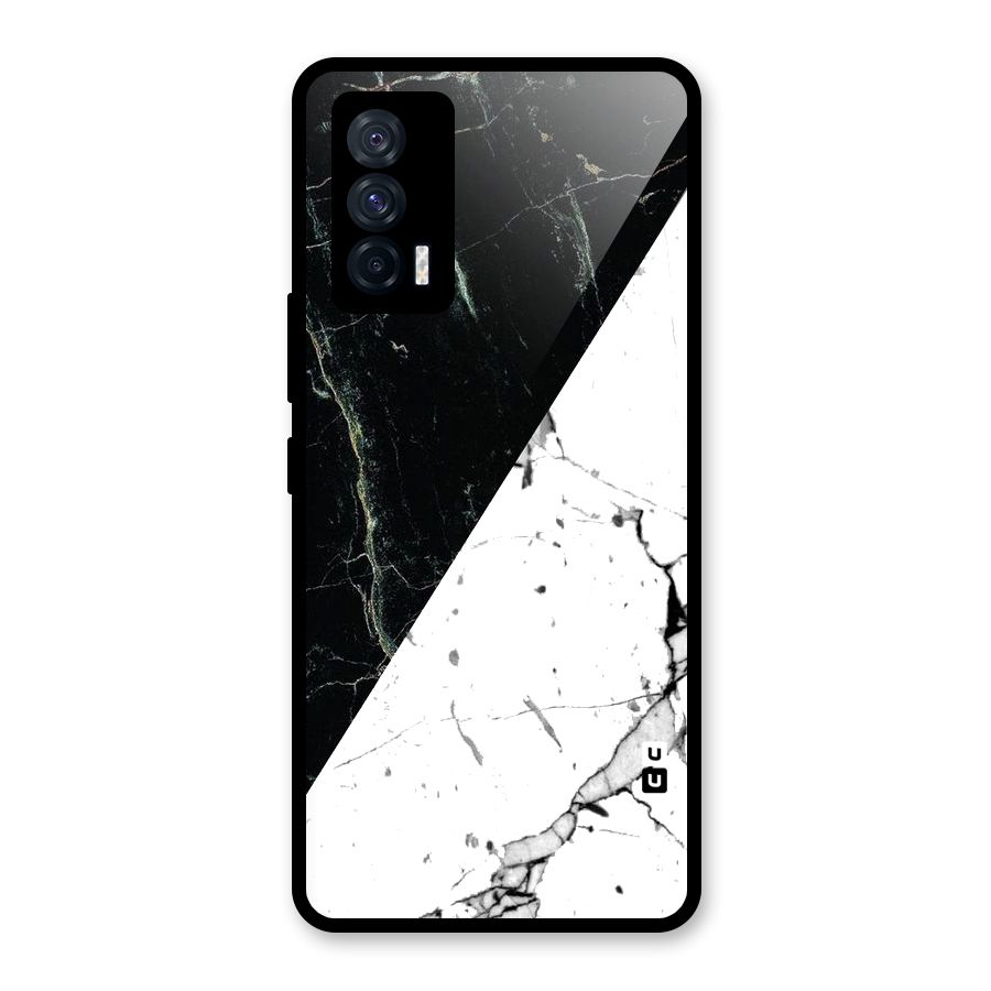 Stylish Diagonal Marble Glass Back Case for Vivo iQOO 7 5G