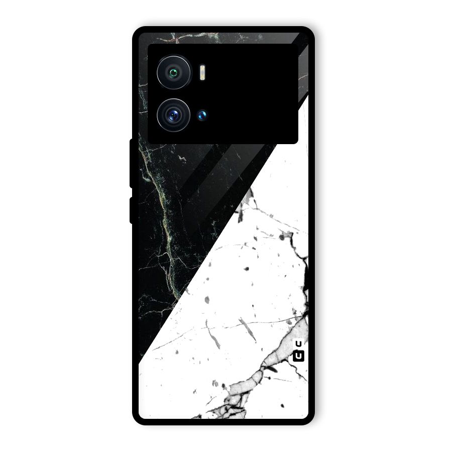 Stylish Diagonal Marble Glass Back Case for Vivo iQOO 9 Pro
