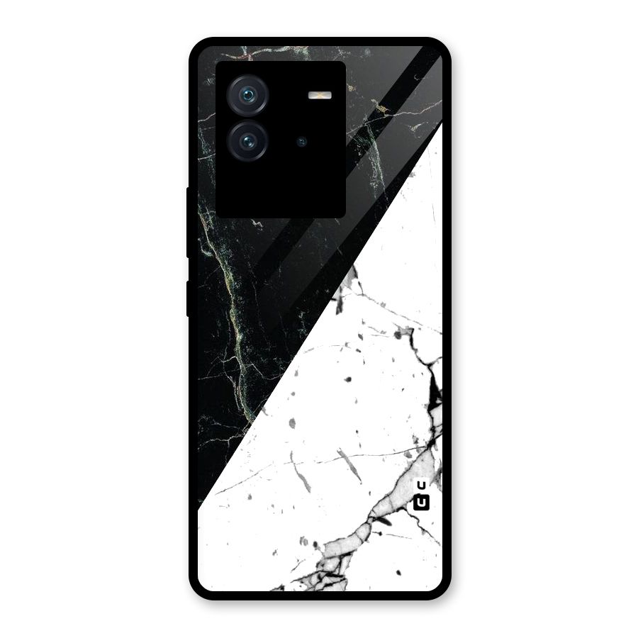 Stylish Diagonal Marble Glass Back Case for Vivo iQOO Neo 6 5G