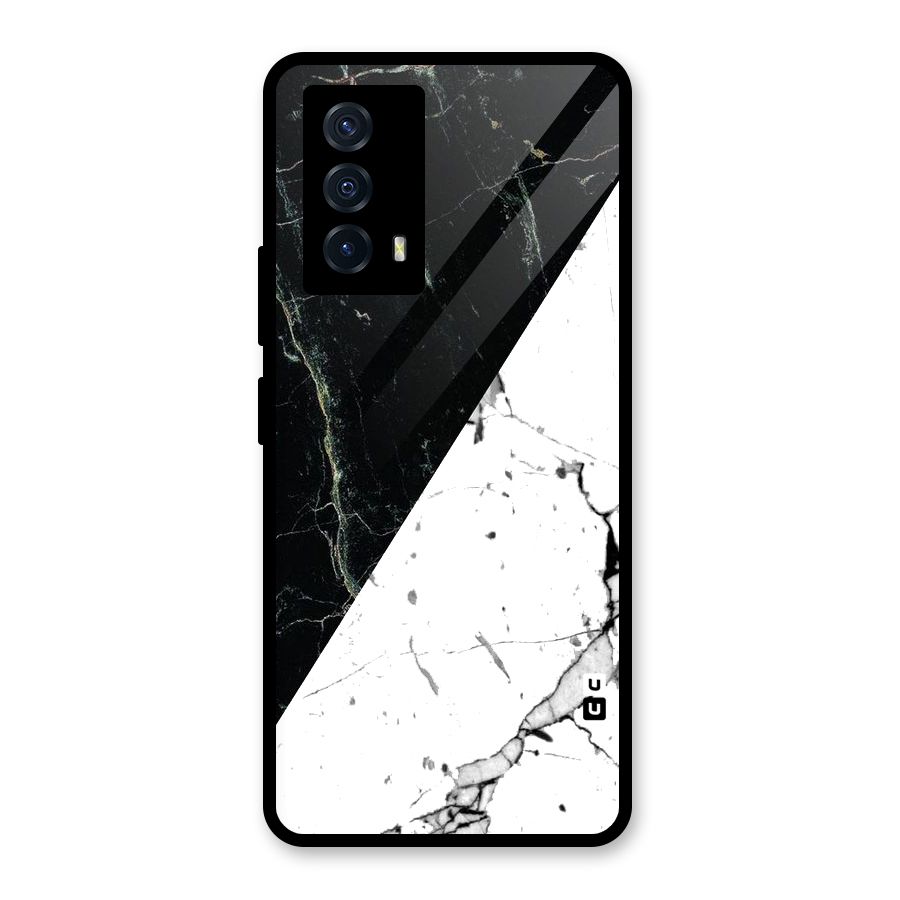 Stylish Diagonal Marble Glass Back Case for Vivo iQOO Z5