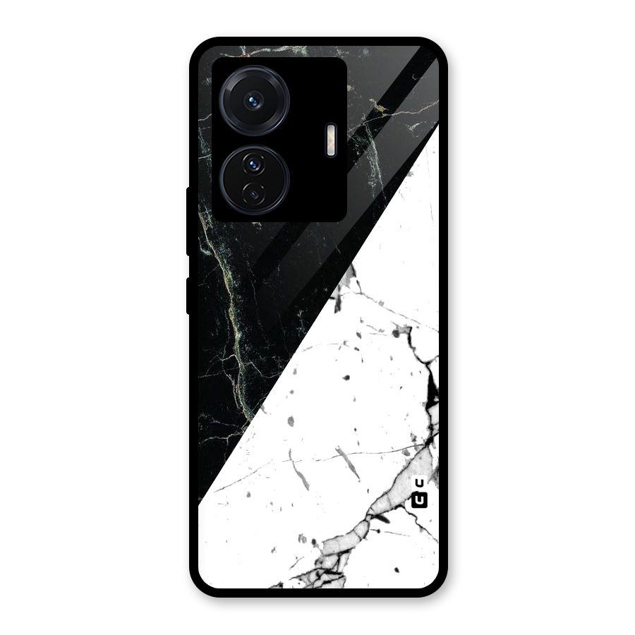 Stylish Diagonal Marble Glass Back Case for Vivo iQOO Z6 Pro