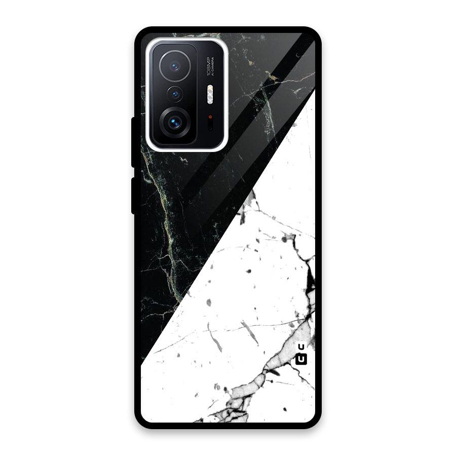 Stylish Diagonal Marble Glass Back Case for Xiaomi 11T Pro