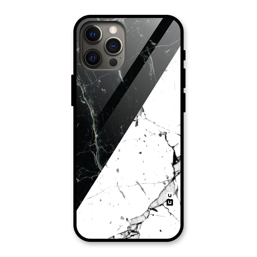 Stylish Diagonal Marble Glass Back Case for iPhone 12 Pro Max