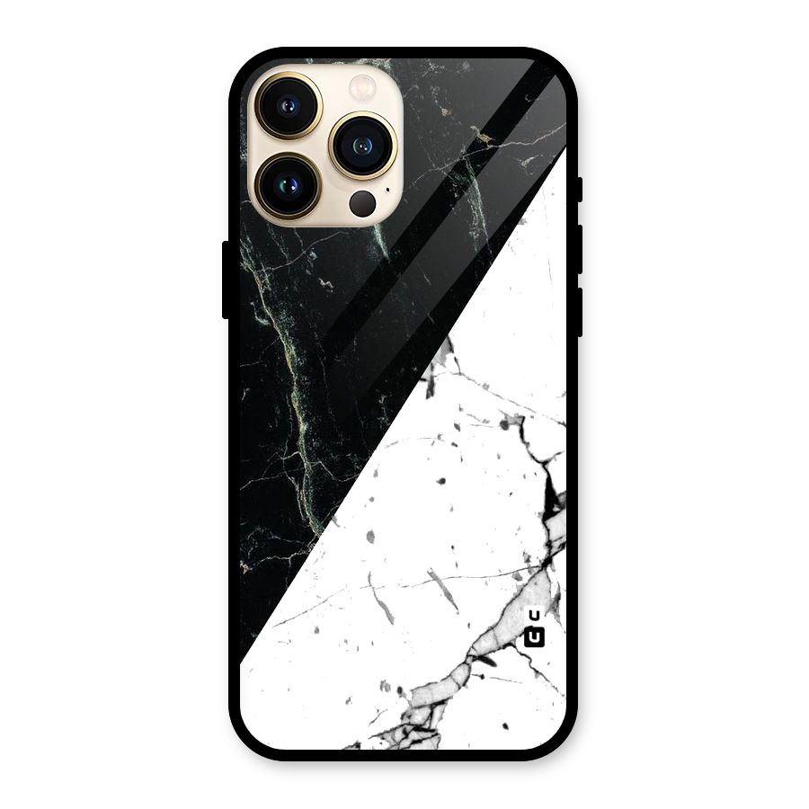 Stylish Diagonal Marble Glass Back Case for iPhone 13 Pro Max