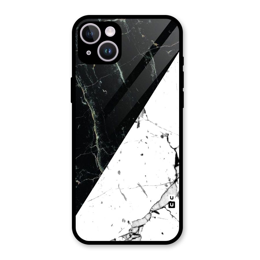 Stylish Diagonal Marble Glass Back Case for iPhone 14 Plus