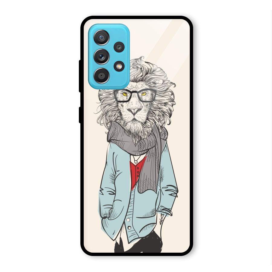Stylish Lion Glass Back Case for Galaxy A52