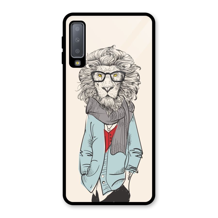 Stylish Lion Glass Back Case for Galaxy A7 (2018)